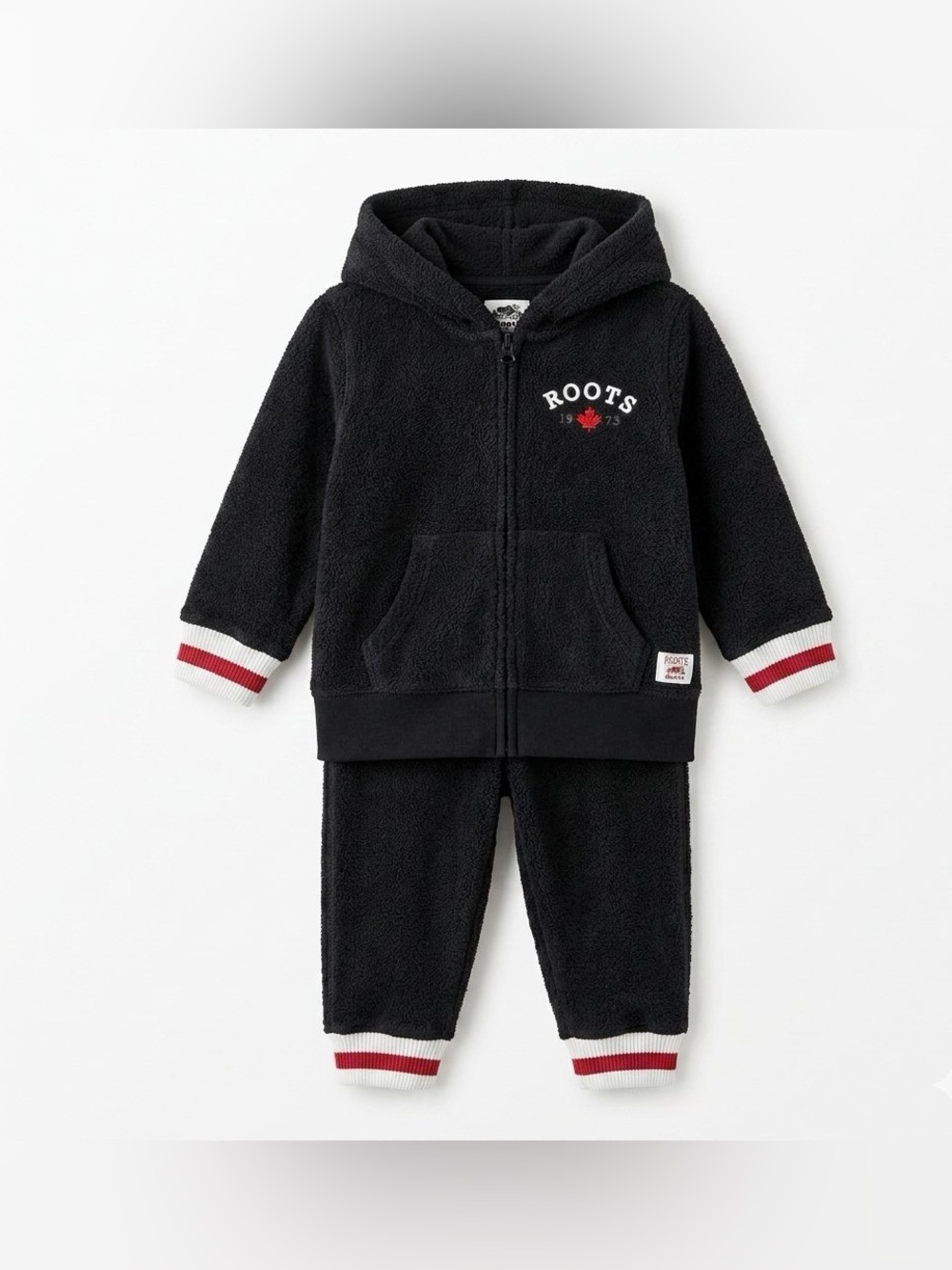 Roots Cabin Toddler 2-Piece Set Fleece Hoodie & Joggers Black 18-24M